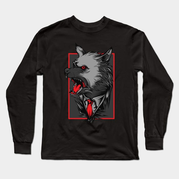 Angry black wolf t-shirt Long Sleeve T-Shirt by IrinaEA